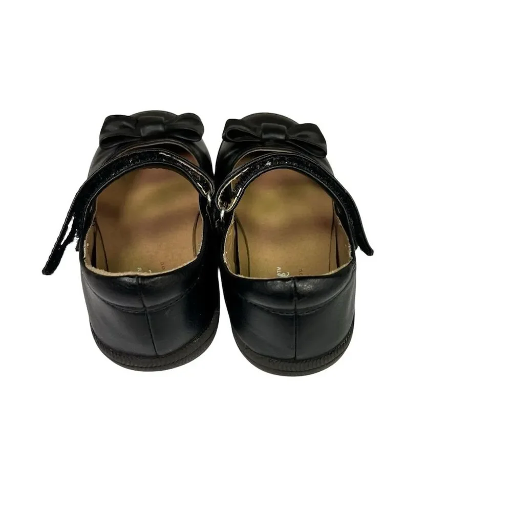 Cat & Jack Girls Black Mary Jane Shoes Size 8 Bow Accent Casual